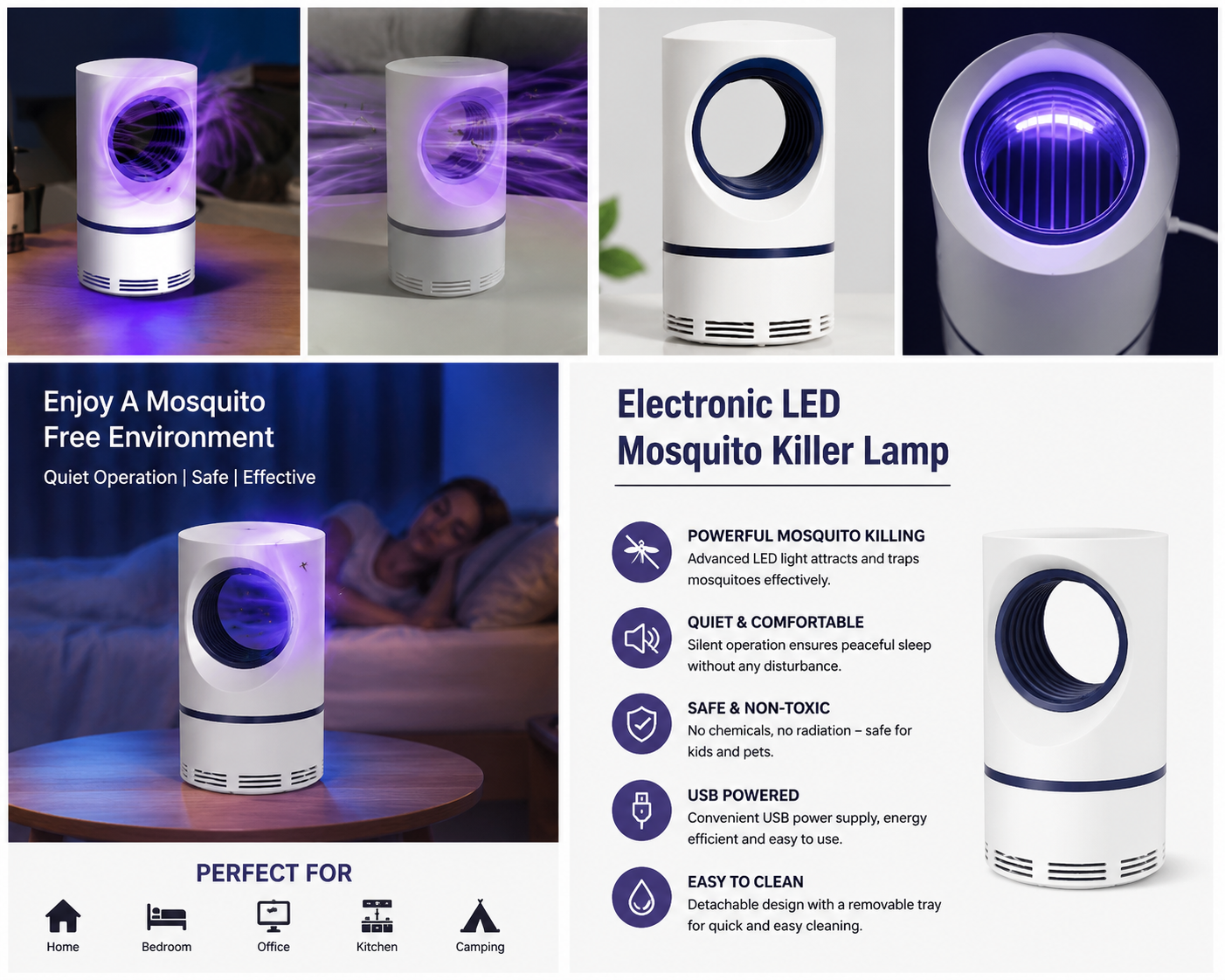 Silent UV LED Mosquito Killer Lamp – Chemical Free